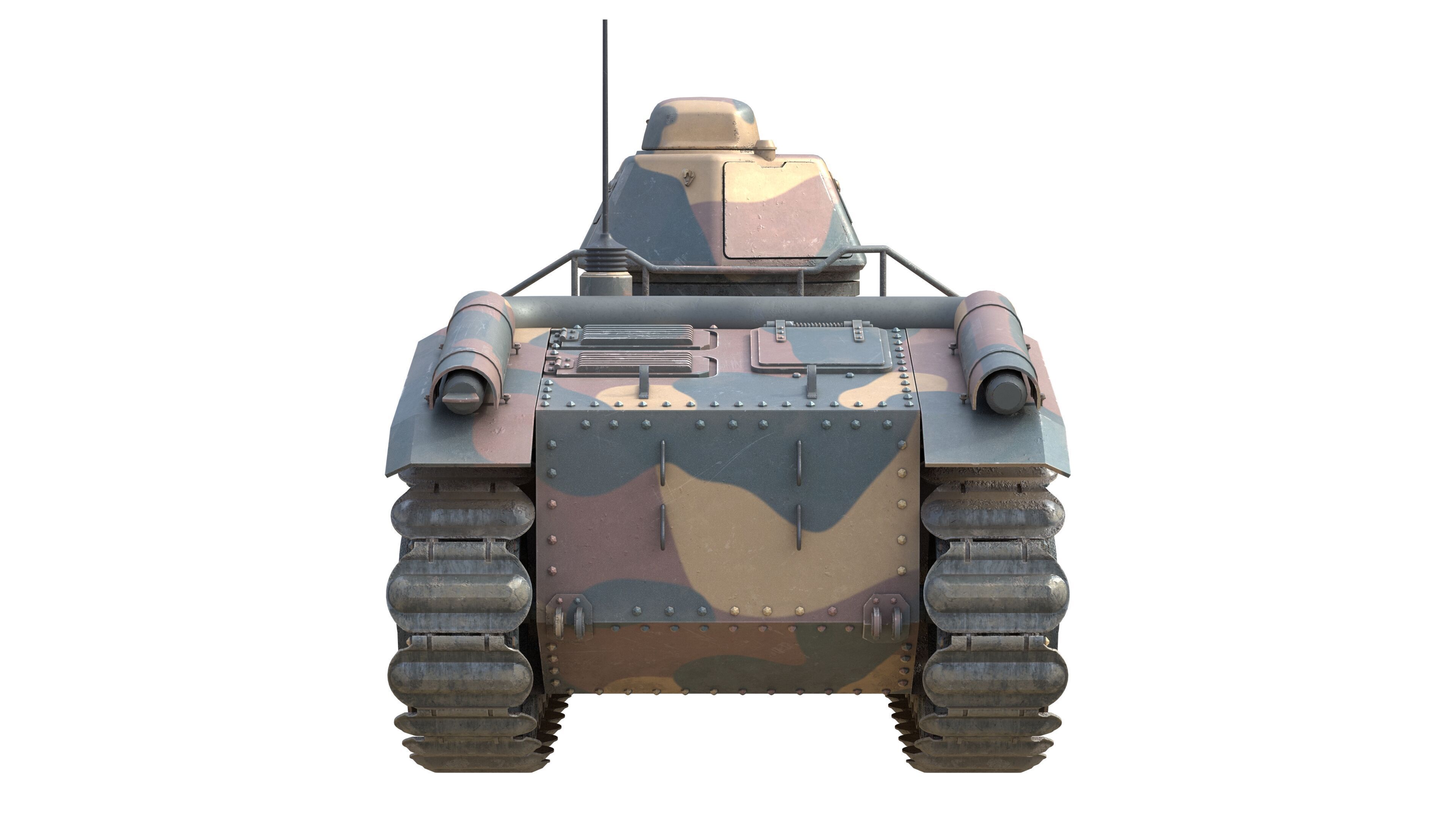 Char B1 French Heavy Tank Low-poly 3D model_6