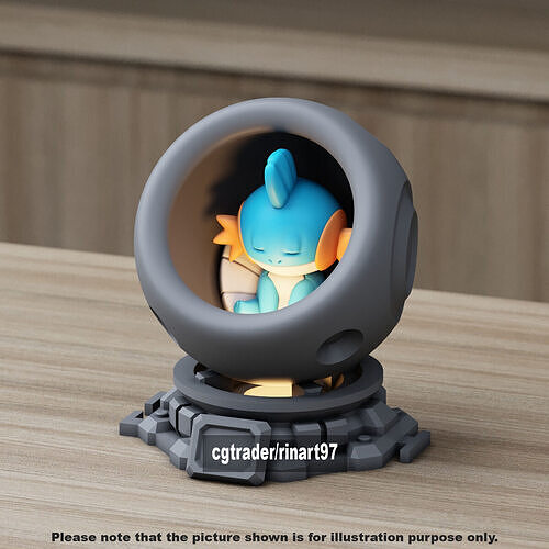 Mudkip in healing machine pods from pokemon 3D print model