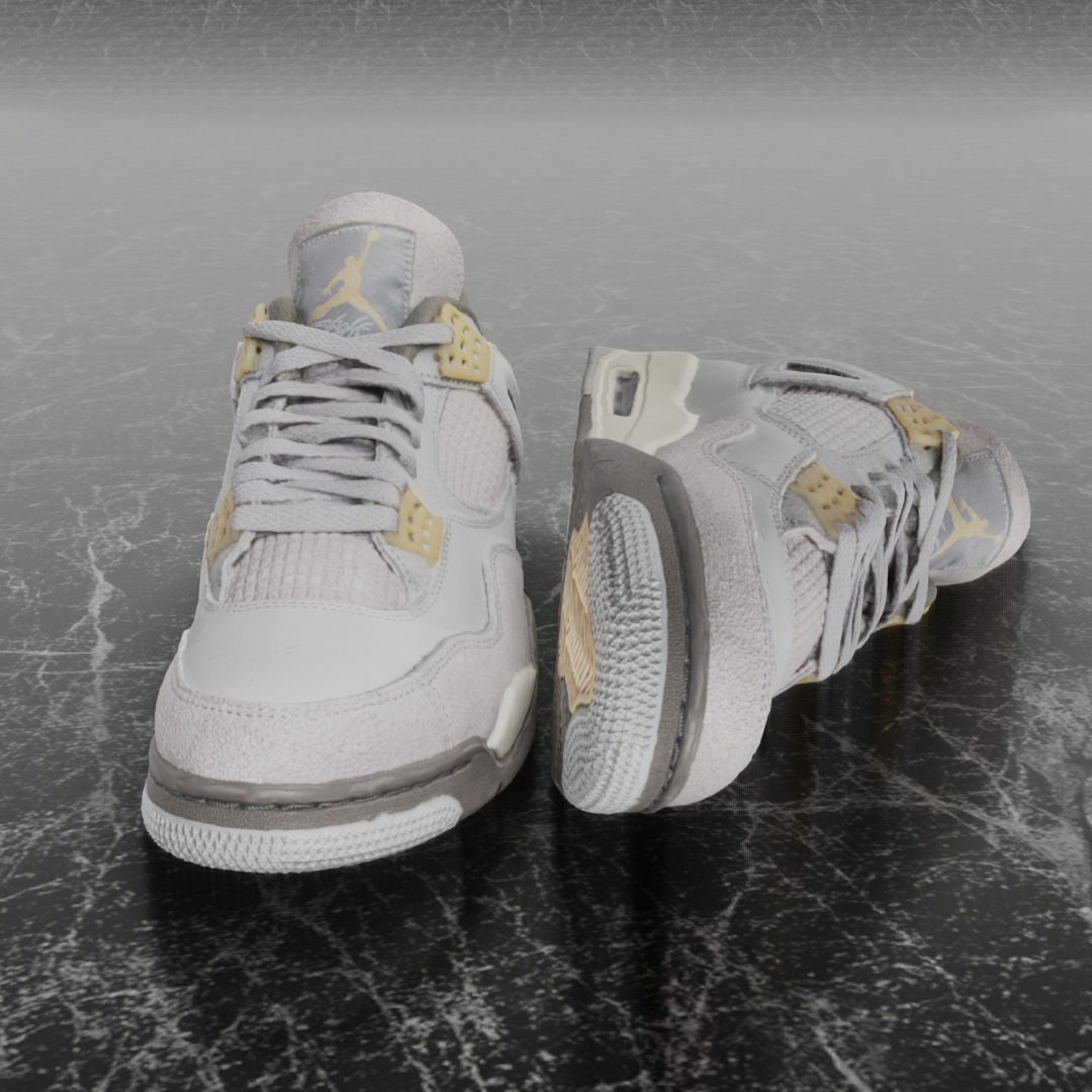 AIR JORDAN 4 CRAFT PHOTON DUST 3D SHOES Low-poly 3D model_3