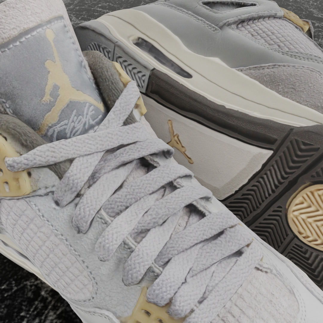 AIR JORDAN 4 CRAFT PHOTON DUST 3D SHOES Low-poly 3D model_11