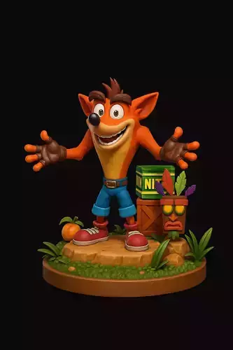 Crash Bandicoot STL 3D Model  High-Quality Fan Art