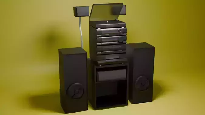 Retro Stereo System  Modular 3D Model for Interior Scenes