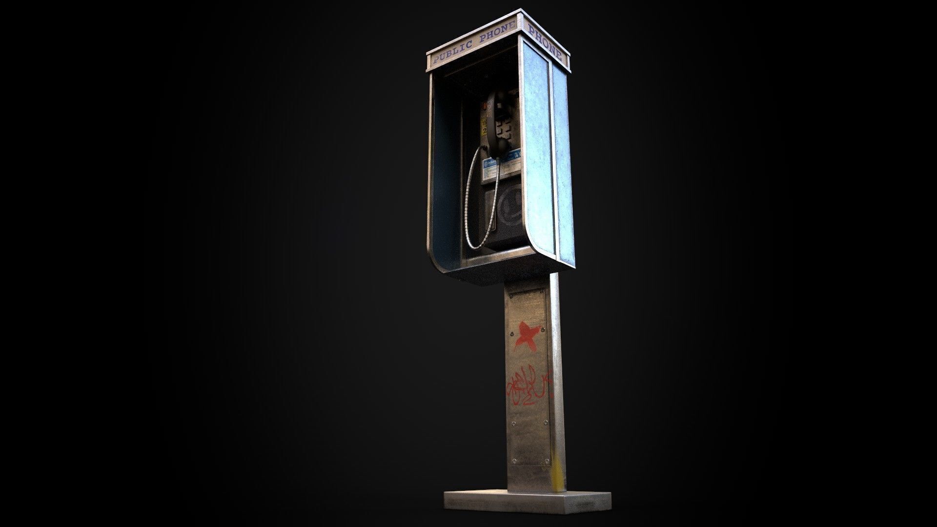 Payphone - Game Ready - Low Poly PBR 3D Model Low-poly 3D model_2