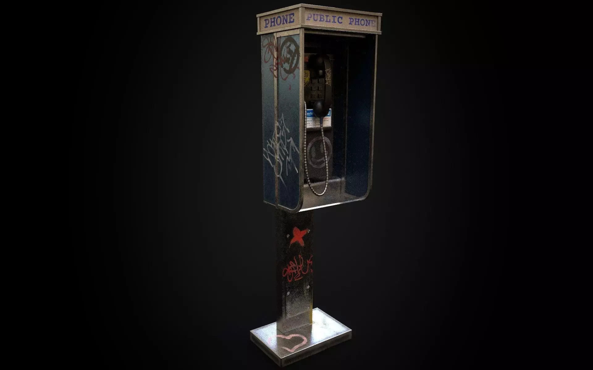 Payphone - Game Ready - Low Poly PBR 3D Model Low-poly 3D model_0