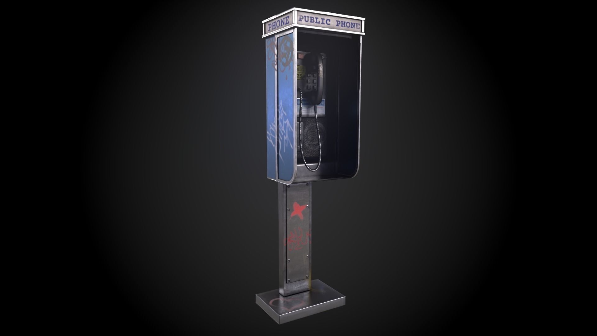 Payphone - Game Ready - Low Poly PBR 3D Model Low-poly 3D model_6