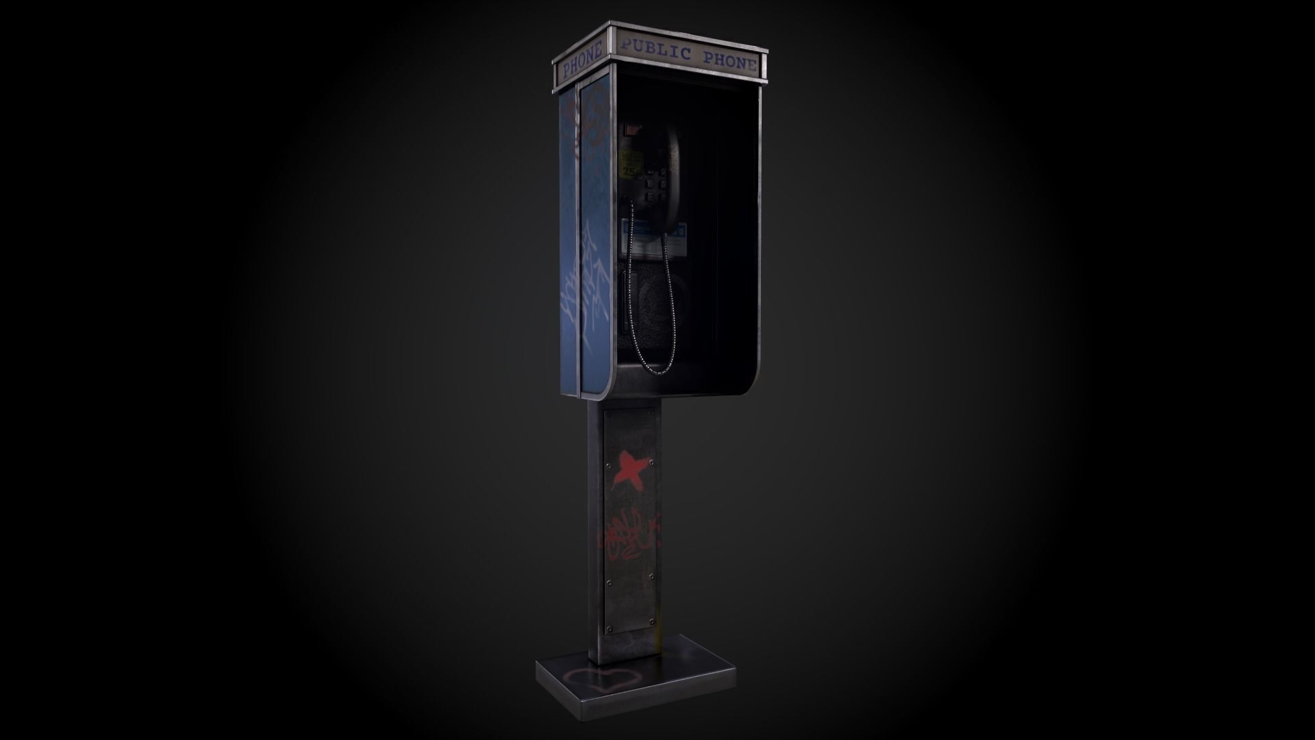Payphone - Game Ready - Low Poly PBR 3D Model Low-poly 3D model_9