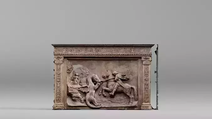 001638 Raw 3D Scan Bas Relief of Saint George Slaying the Dragon 3D model