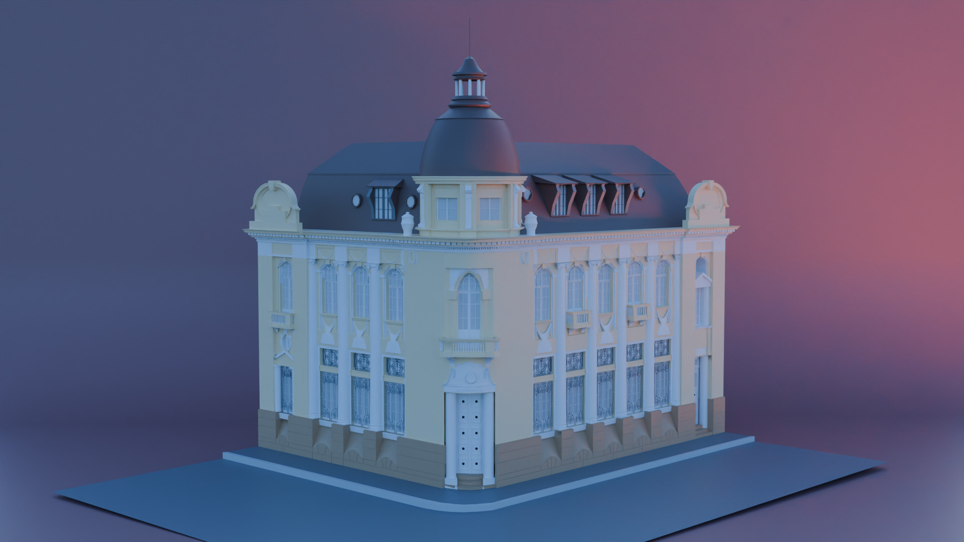 Historic Building 3D Model  Classic Architecture Asset 3D print model_3