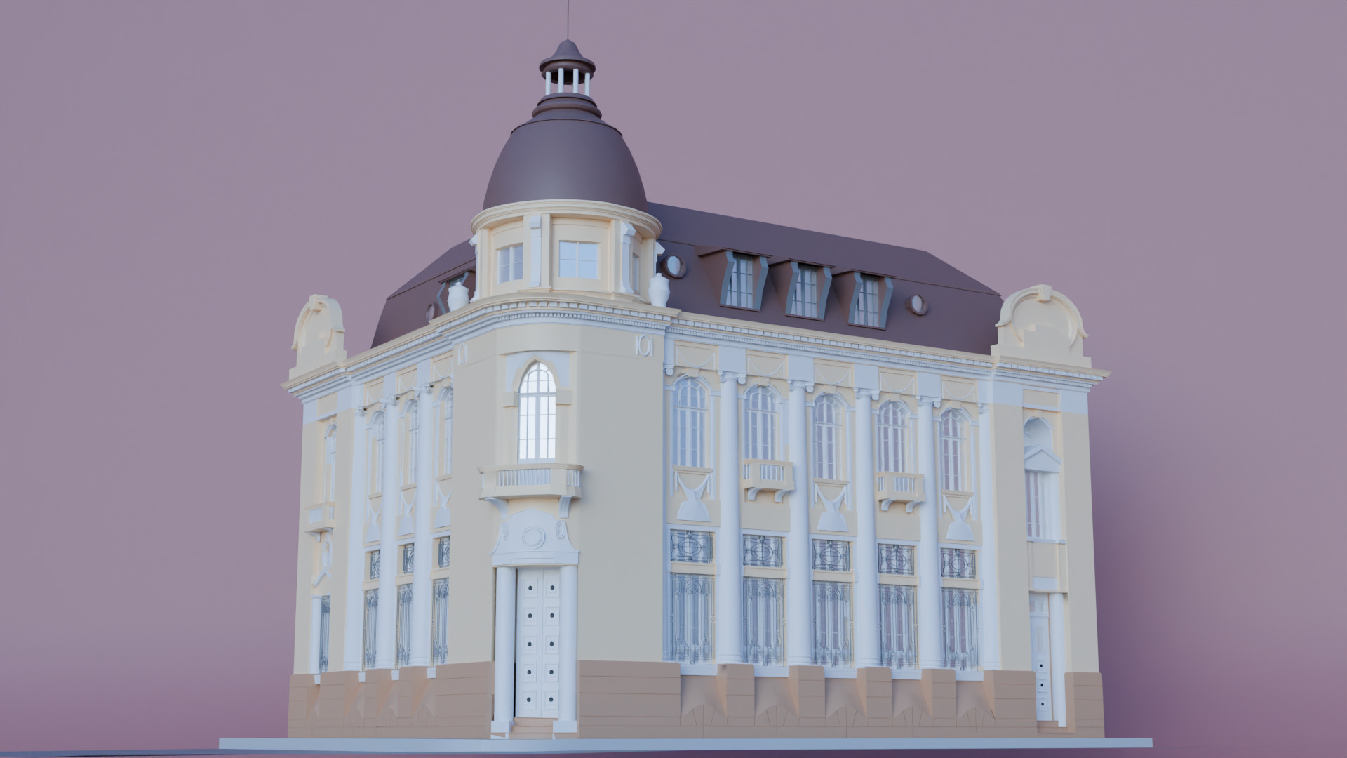 Historic Building 3D Model  Classic Architecture Asset 3D print model_1