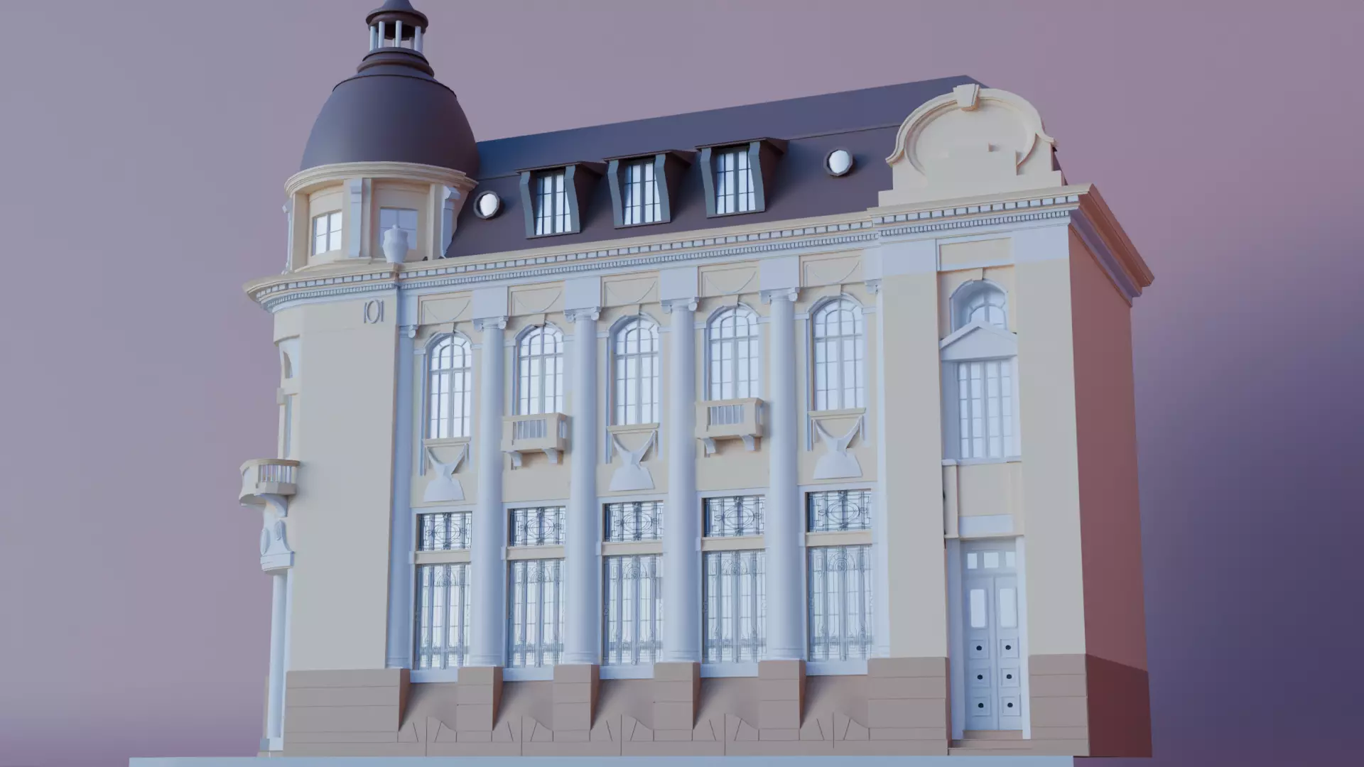 Historic Building 3D Model  Classic Architecture Asset 3D print model_0