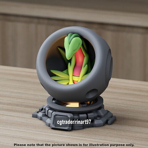 Grovyle in healing machine pods from pokemon 3D print model
