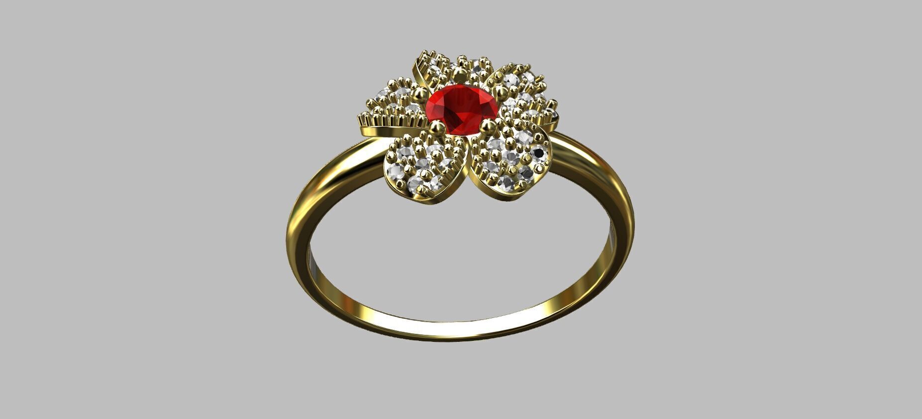 Flower Ring 3D print model_3