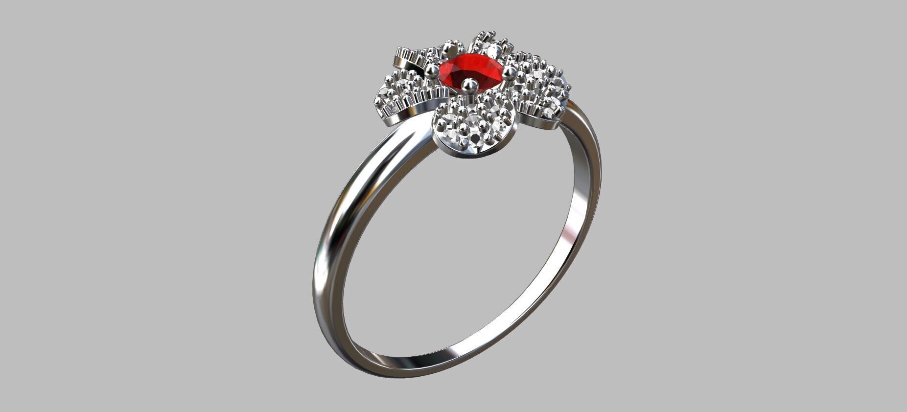 Flower Ring 3D print model_4