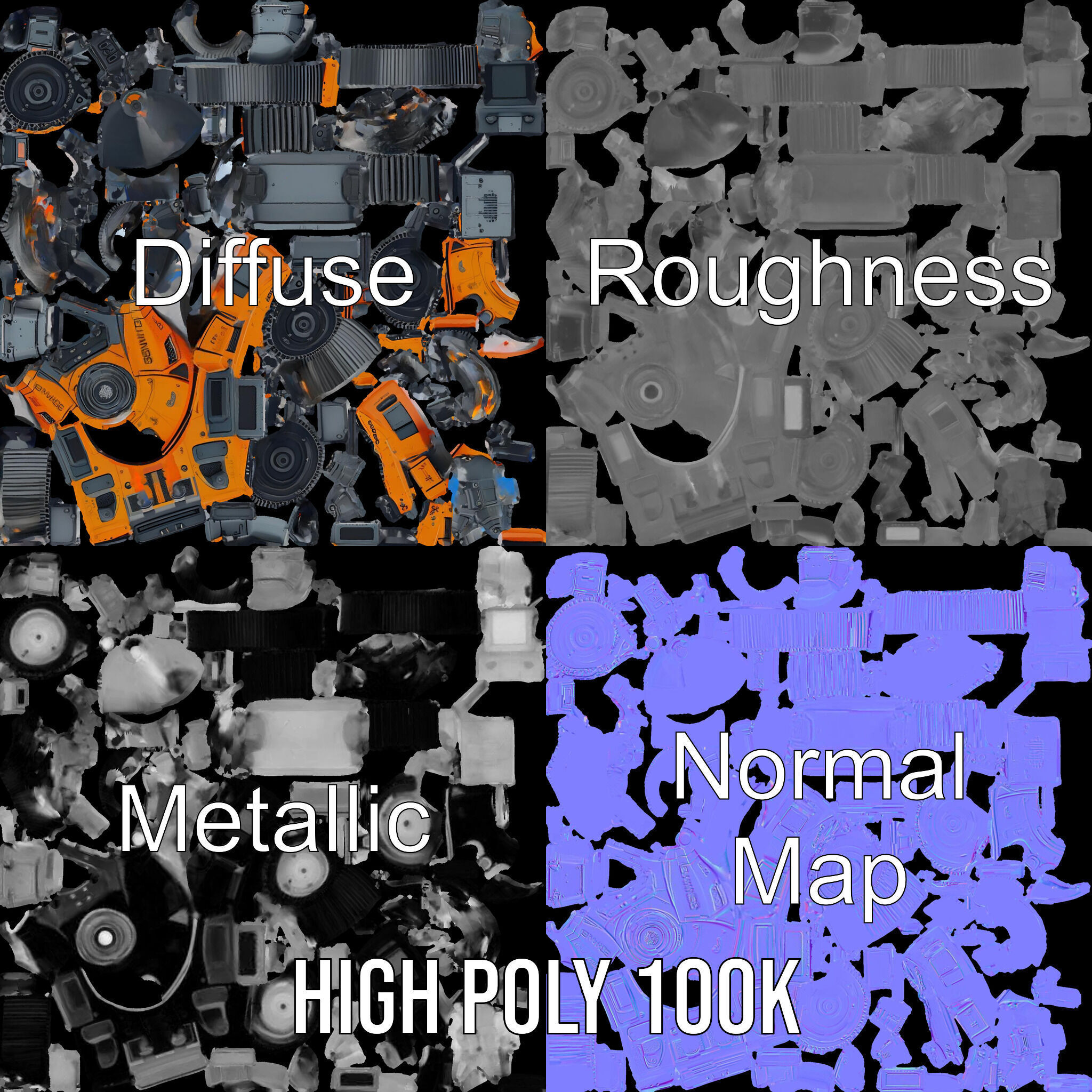 SciFi Recon Drone Model Pack Low-poly 3D model_4