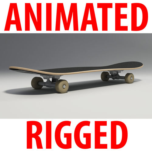 Skateboard animated rigged 3D model