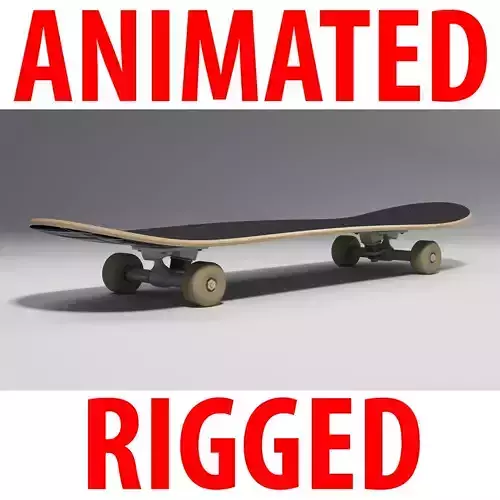 Skateboard animated rigged 3D model