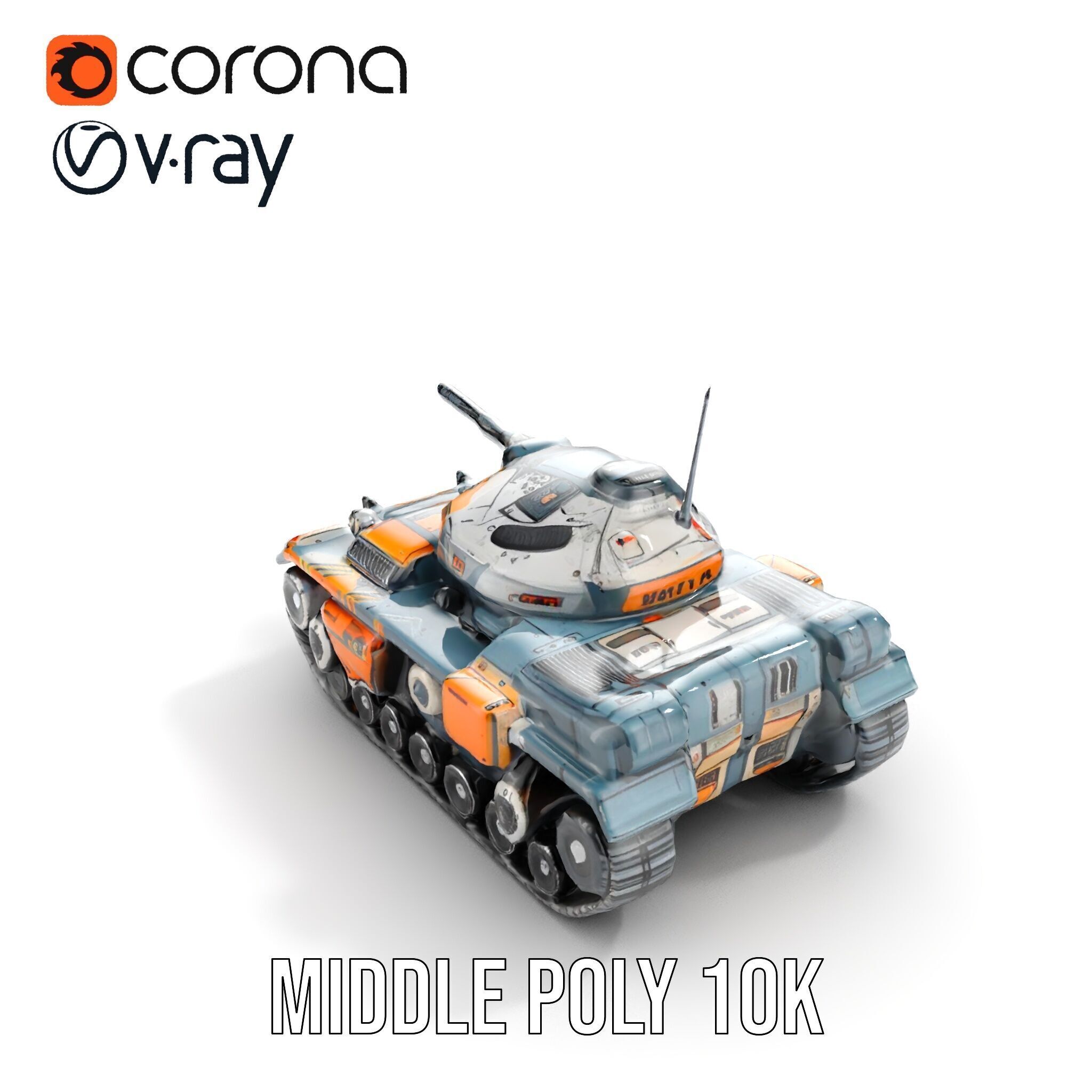 Futuristic Battle Tank model pack Low-poly 3D model_7