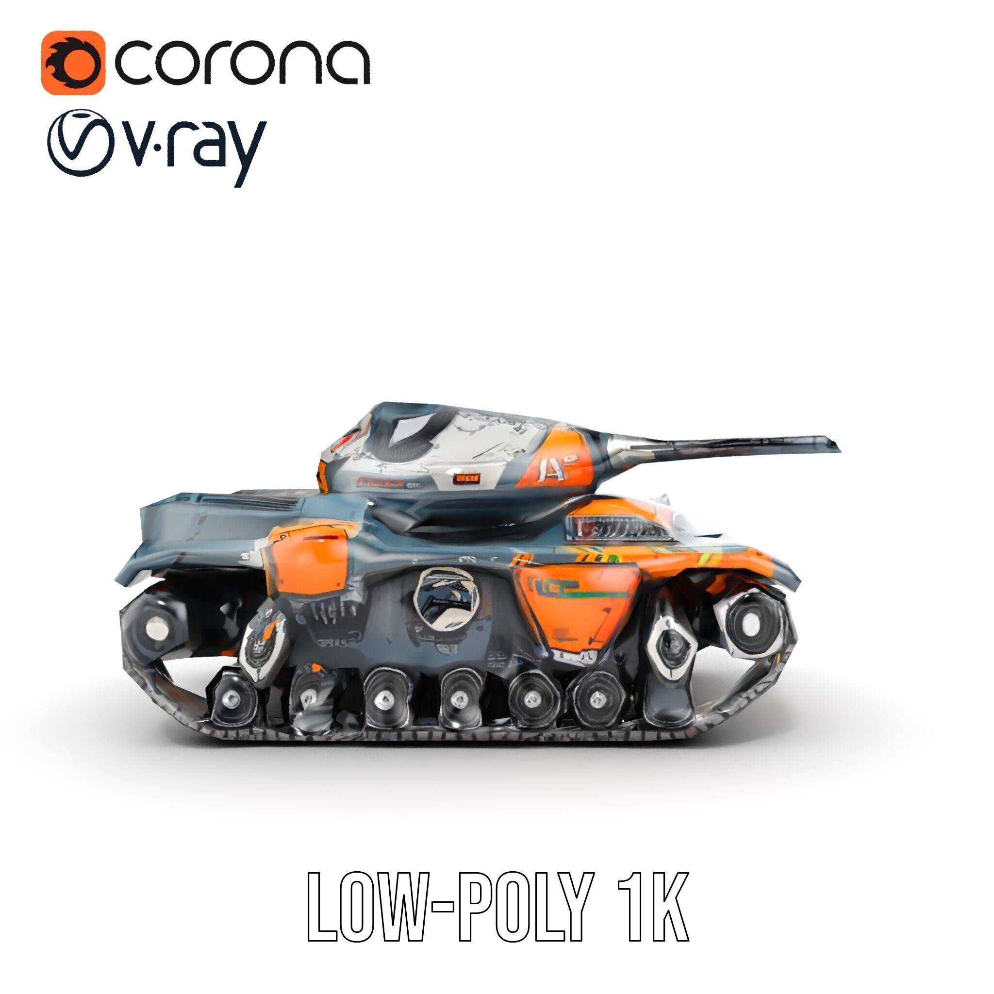 Futuristic Battle Tank model pack Low-poly 3D model_17