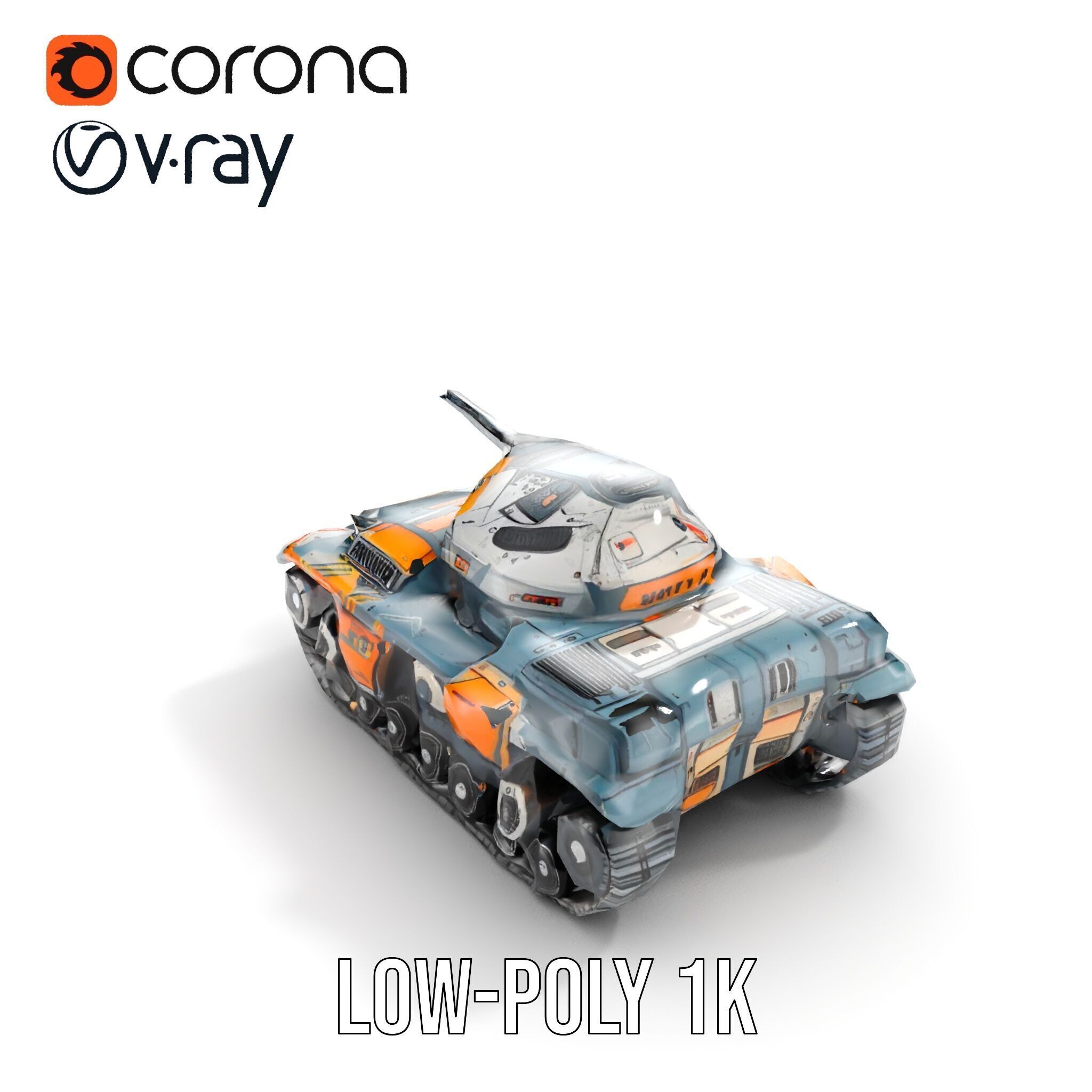 Futuristic Battle Tank model pack Low-poly 3D model_14