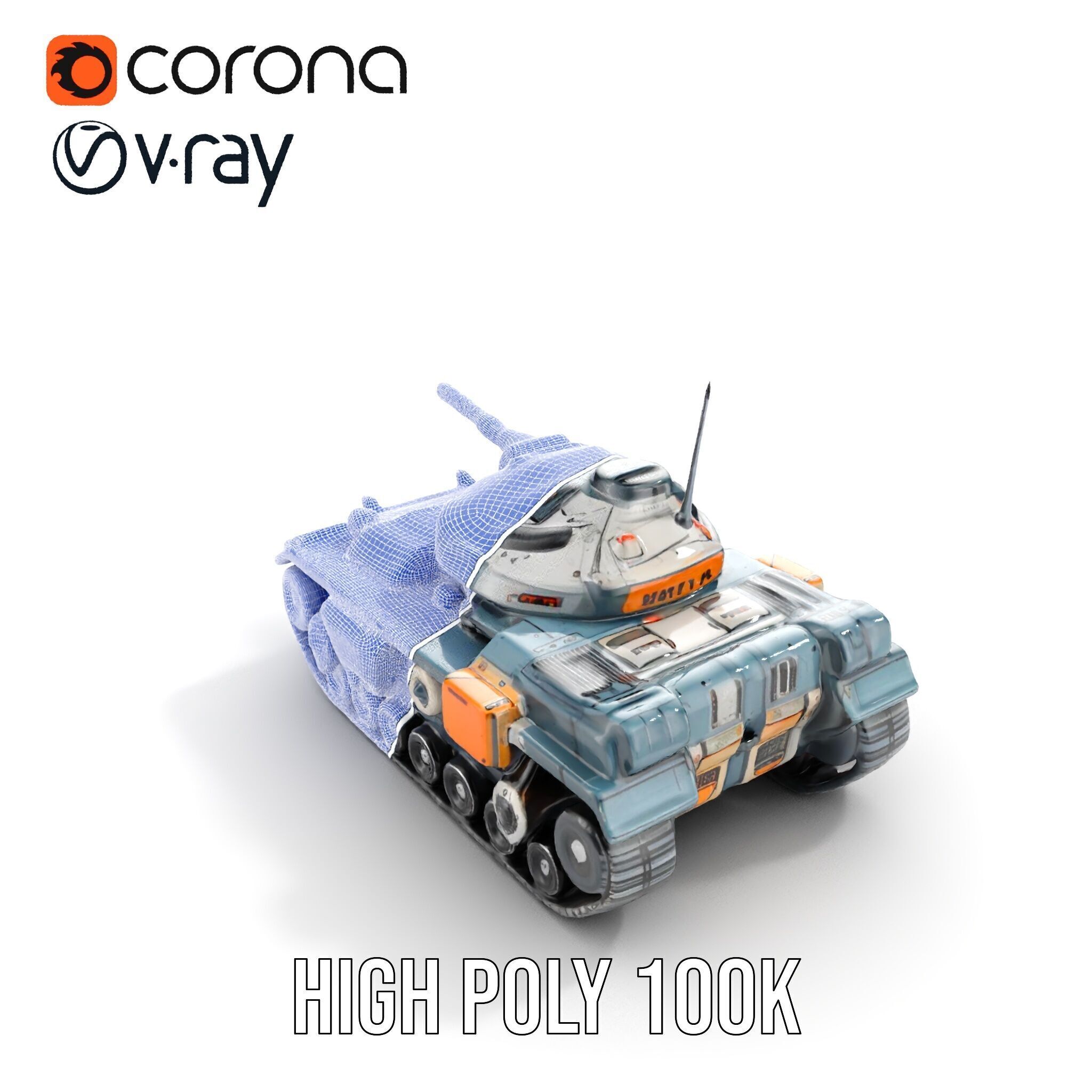 Futuristic Battle Tank model pack Low-poly 3D model_39
