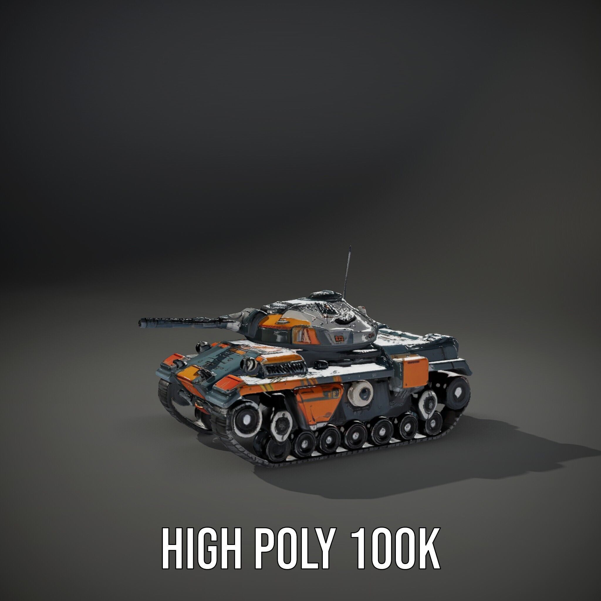 Futuristic Battle Tank model pack Low-poly 3D model_9