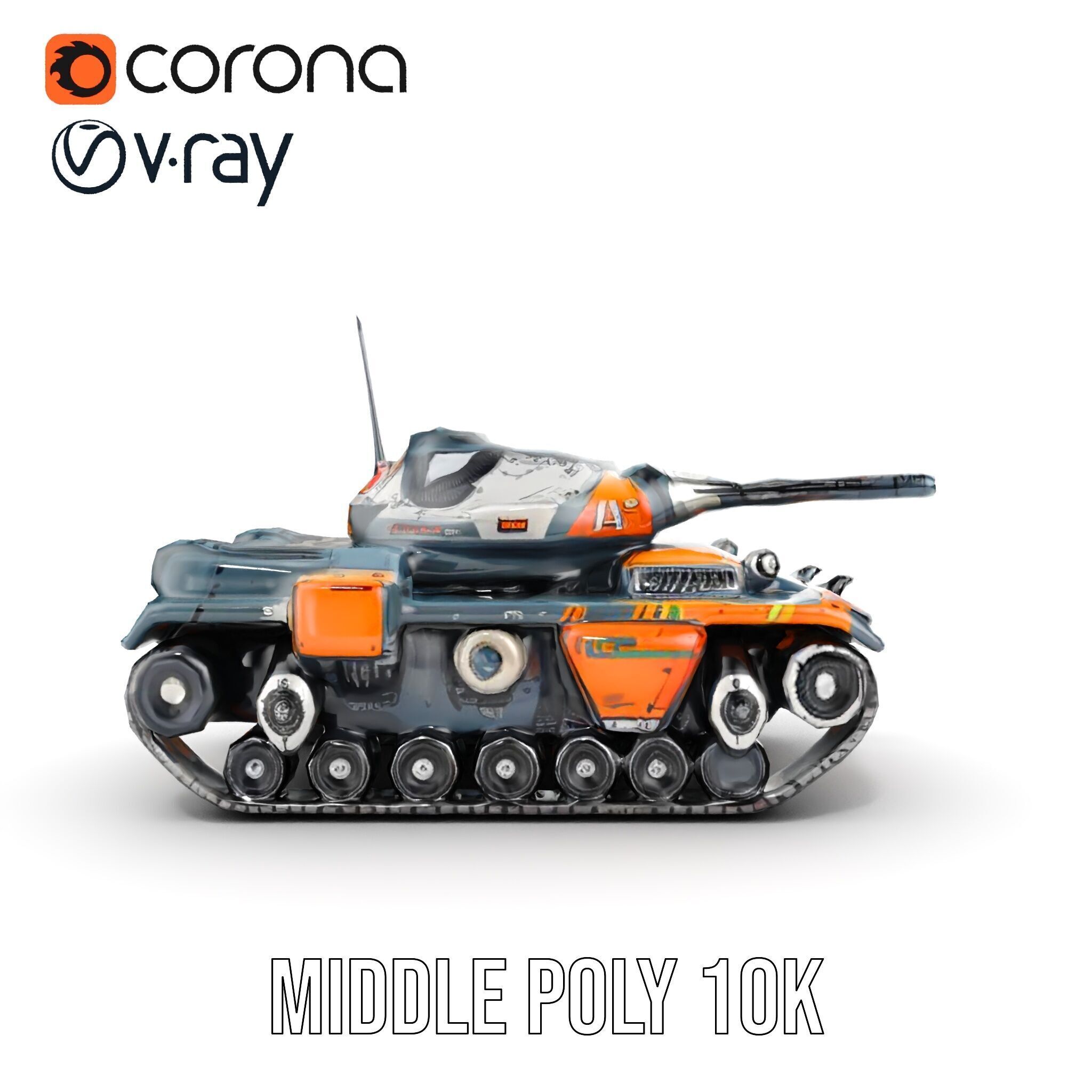 Futuristic Battle Tank model pack Low-poly 3D model_19