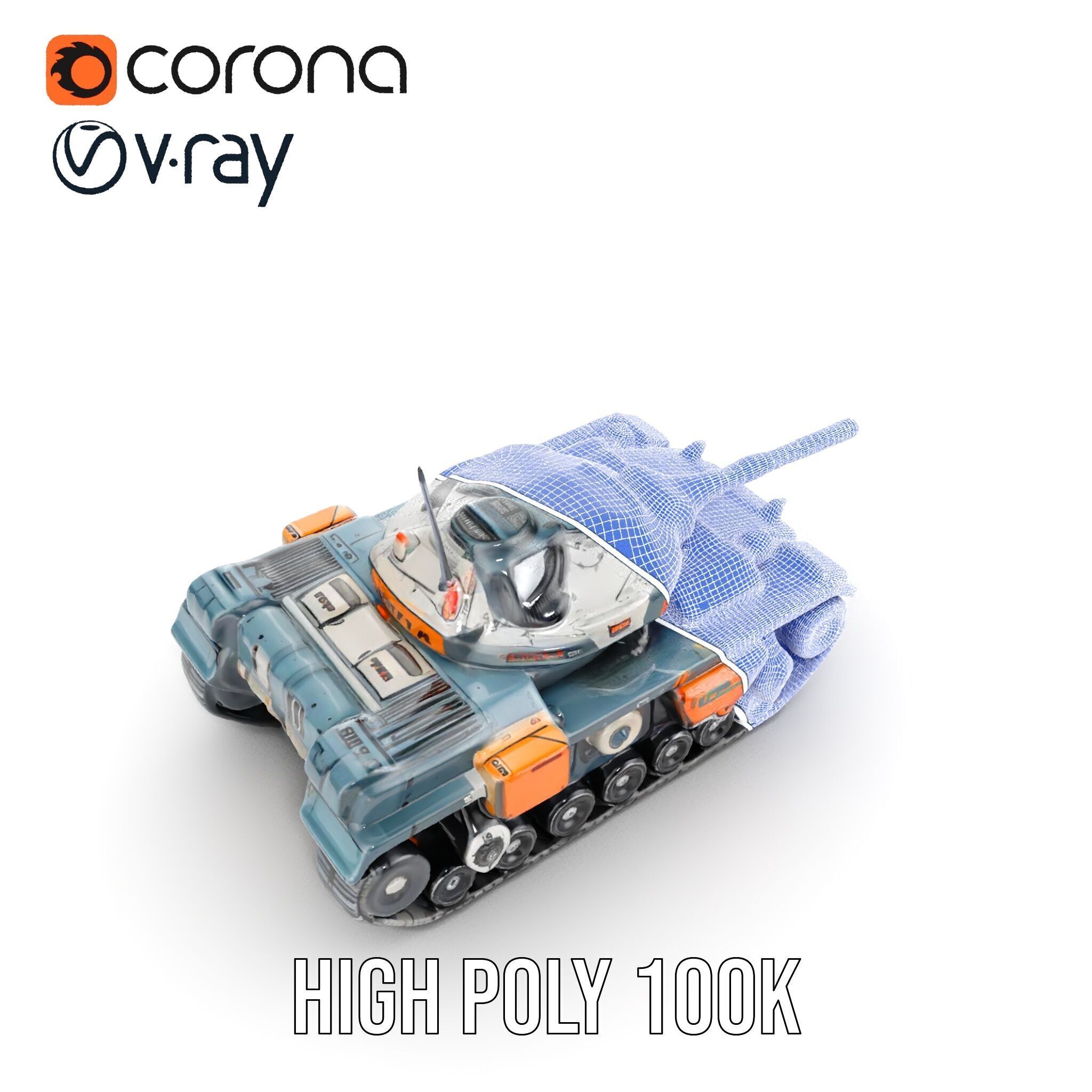 Futuristic Battle Tank model pack Low-poly 3D model_38