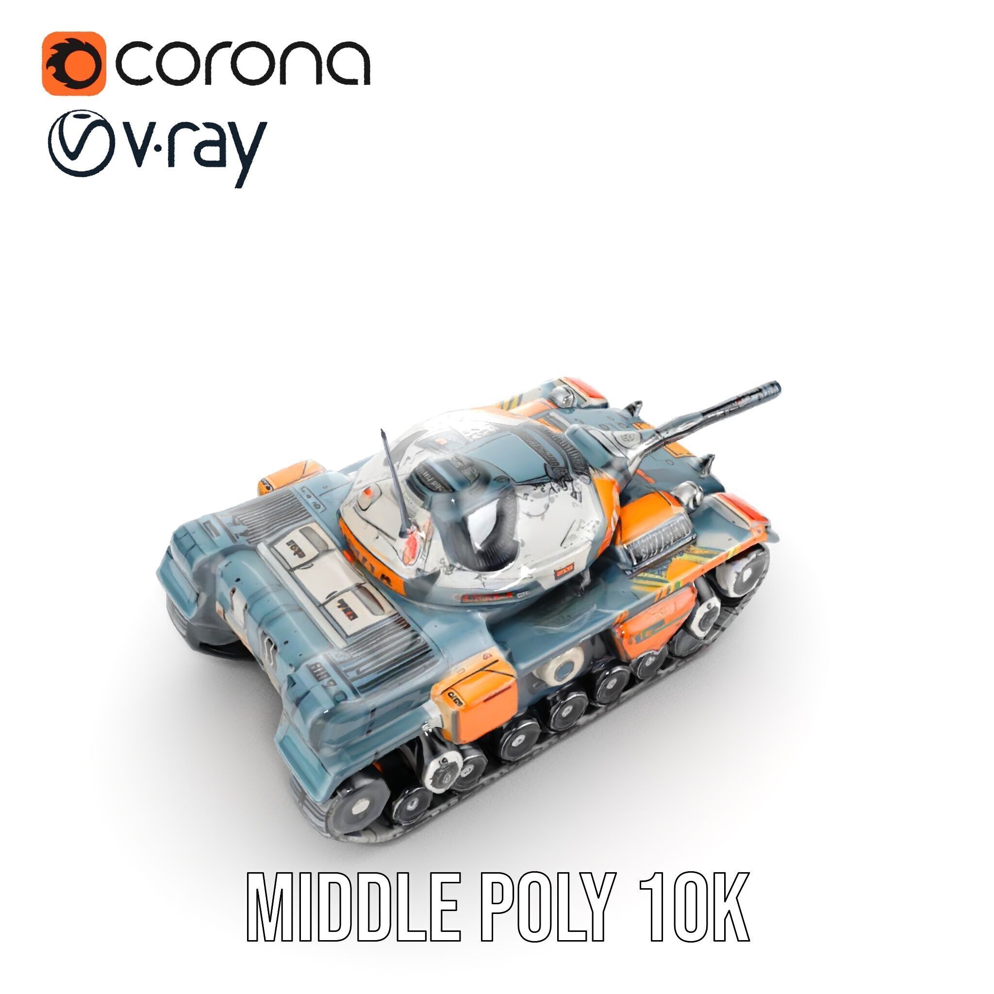 Futuristic Battle Tank model pack Low-poly 3D model_13