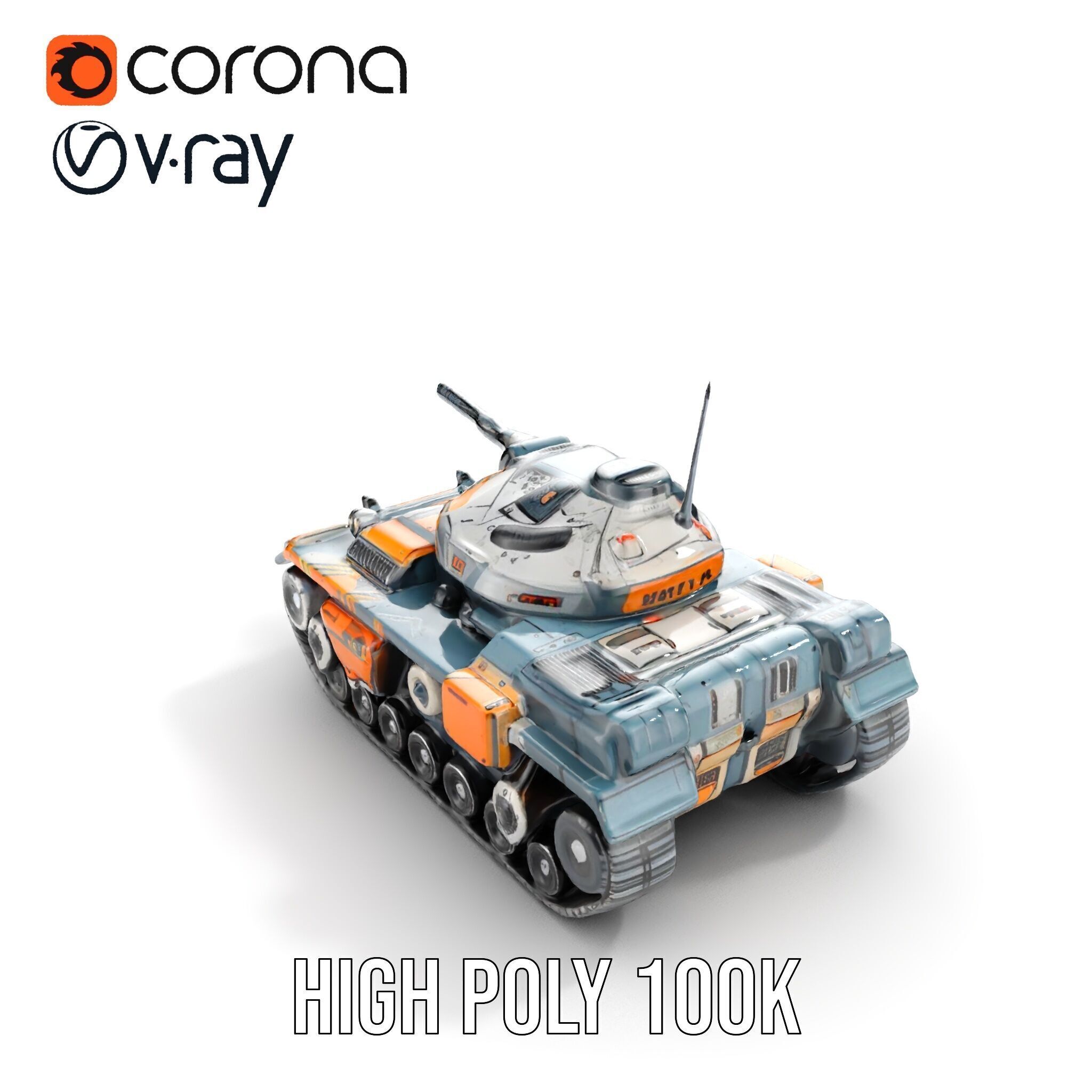 Futuristic Battle Tank model pack Low-poly 3D model_18