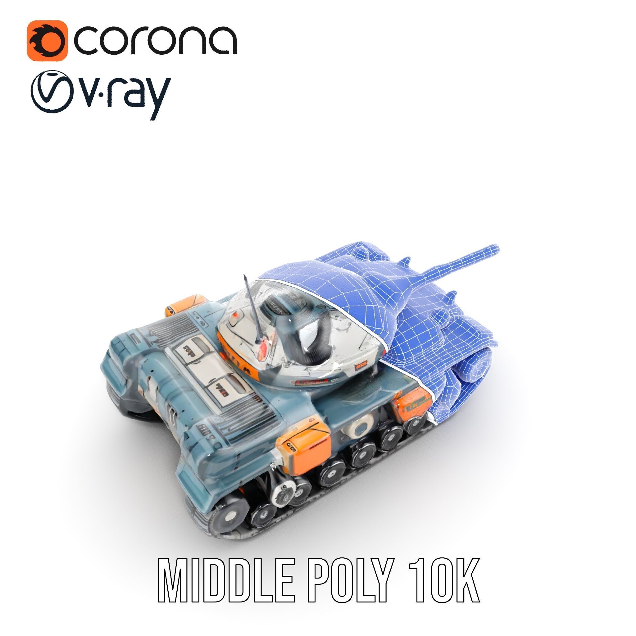 Futuristic Battle Tank model pack Low-poly 3D model_23