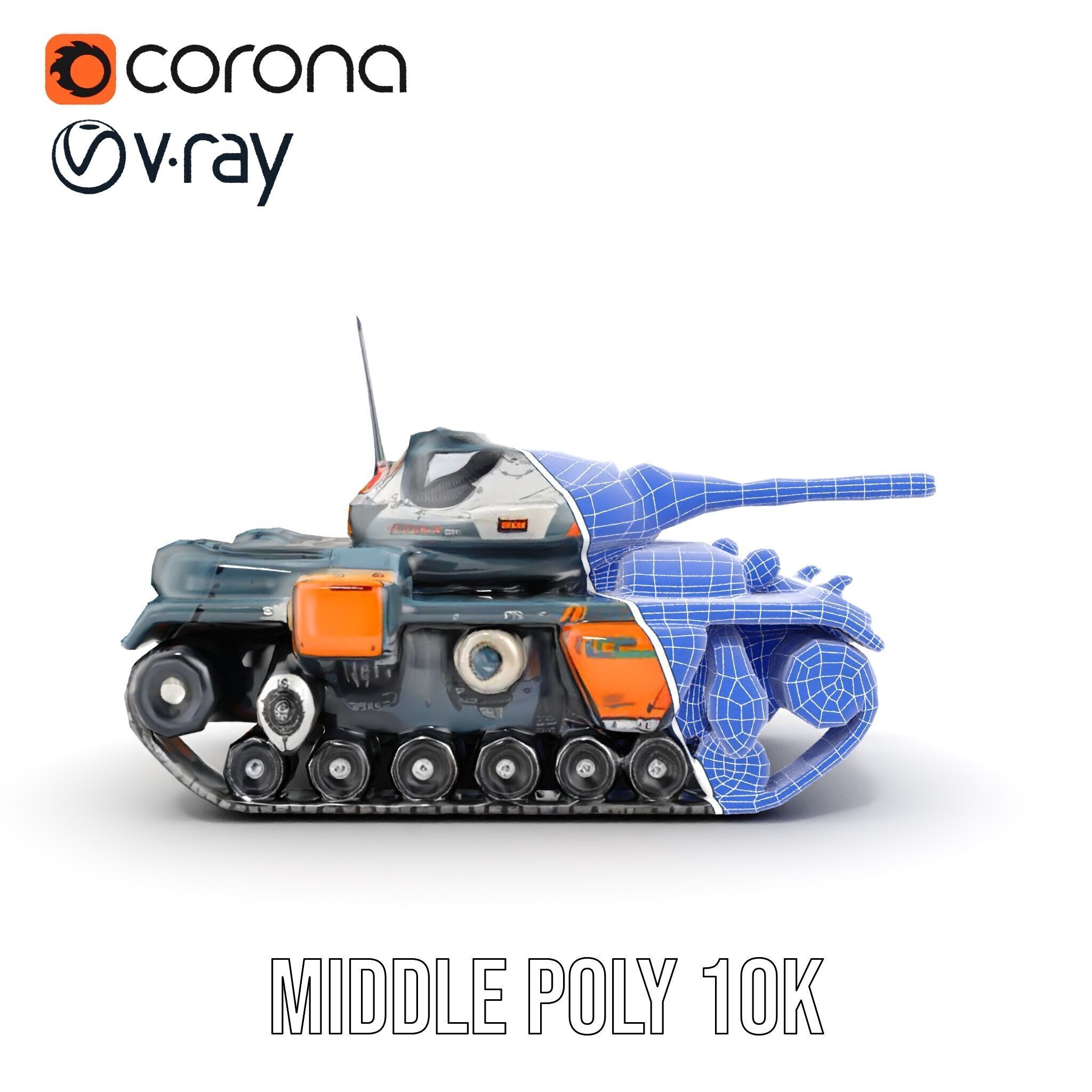 Futuristic Battle Tank model pack Low-poly 3D model_29