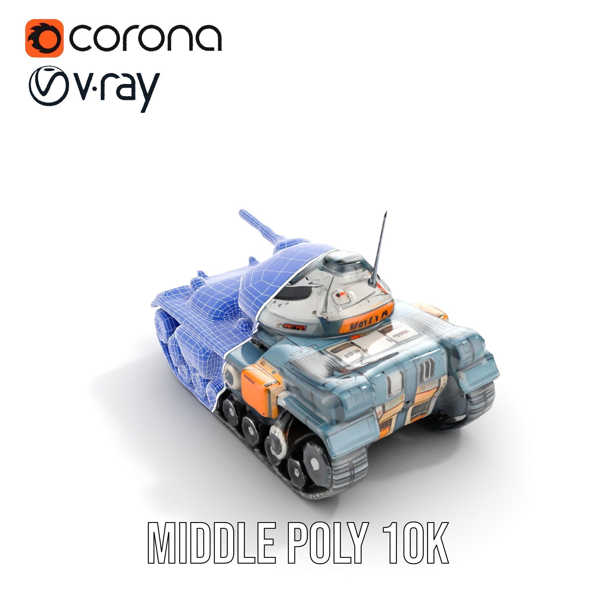 Futuristic Battle Tank model pack Low-poly 3D model_32
