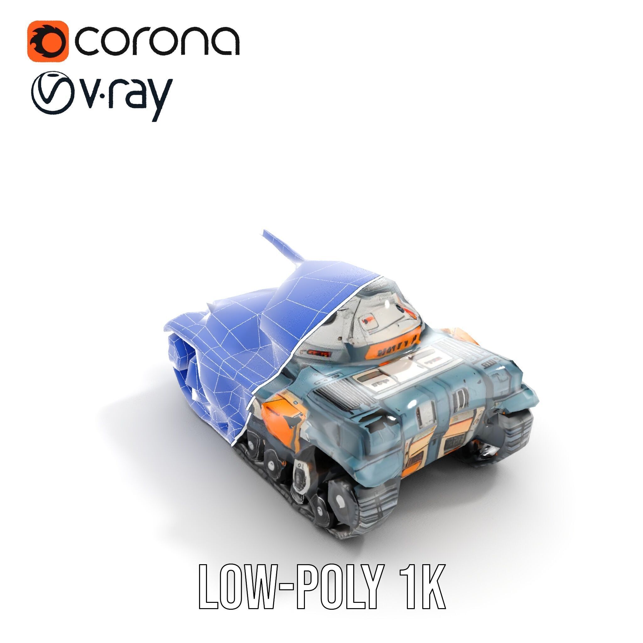 Futuristic Battle Tank model pack Low-poly 3D model_22