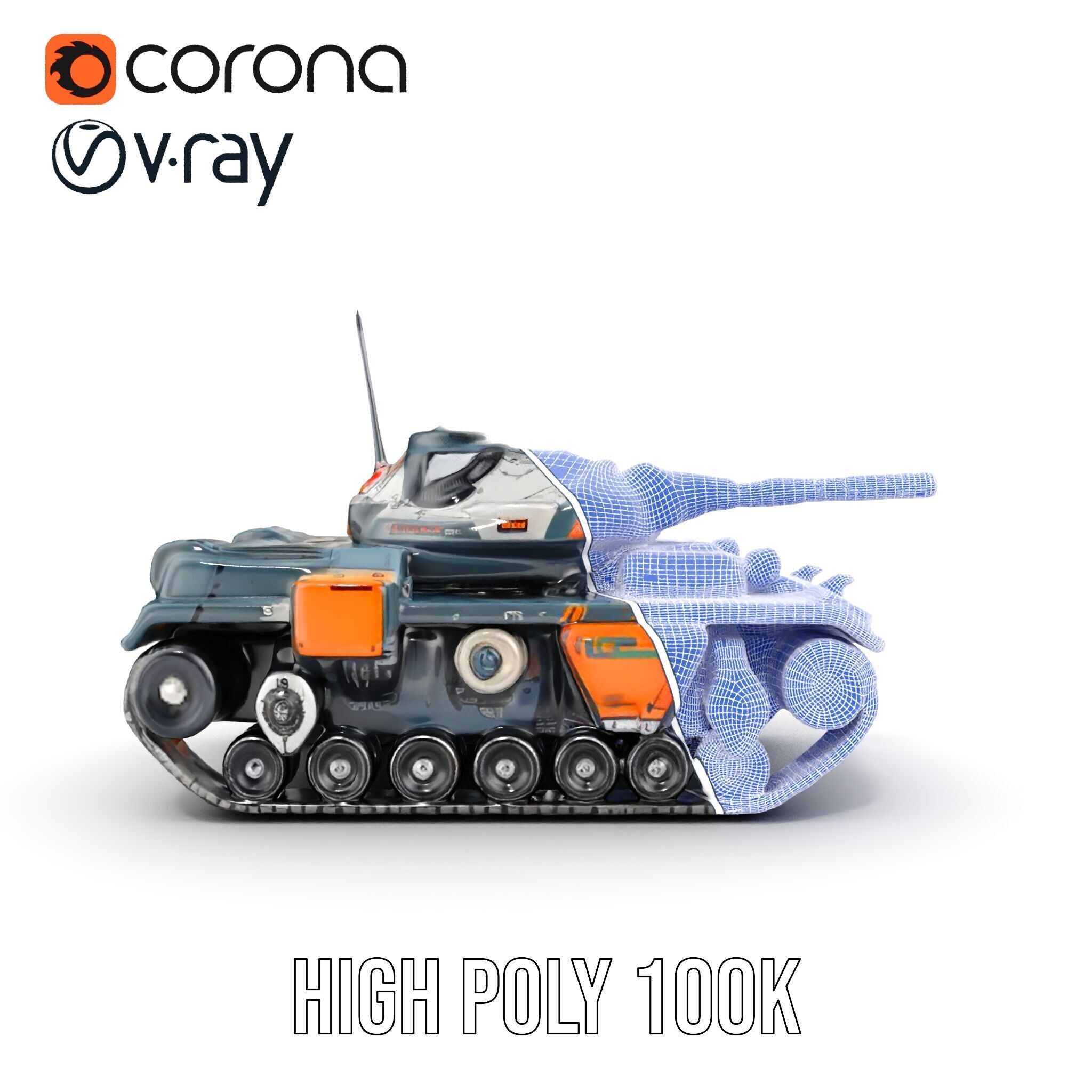 Futuristic Battle Tank model pack Low-poly 3D model_25