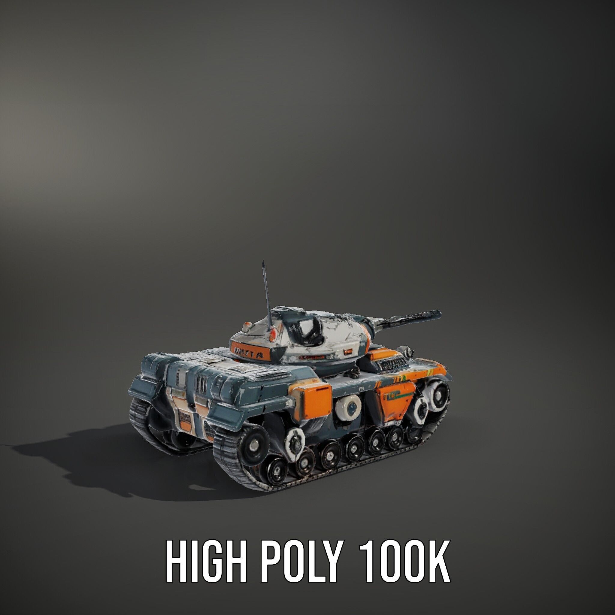 Futuristic Battle Tank model pack Low-poly 3D model_12