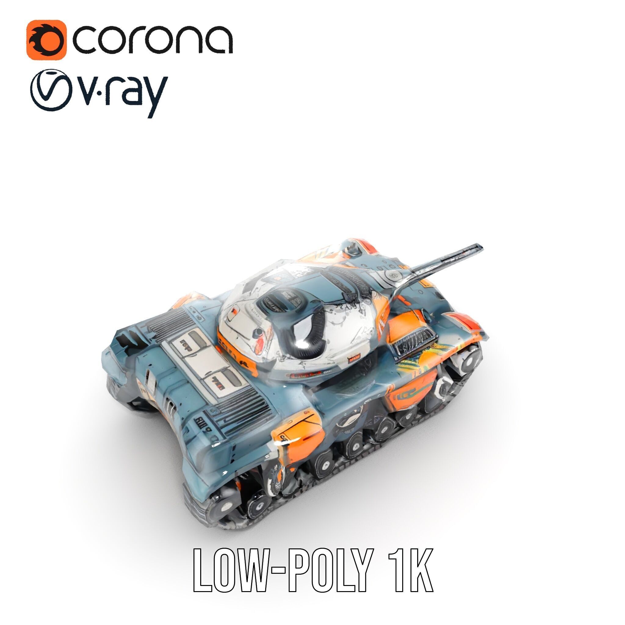 Futuristic Battle Tank model pack Low-poly 3D model_8