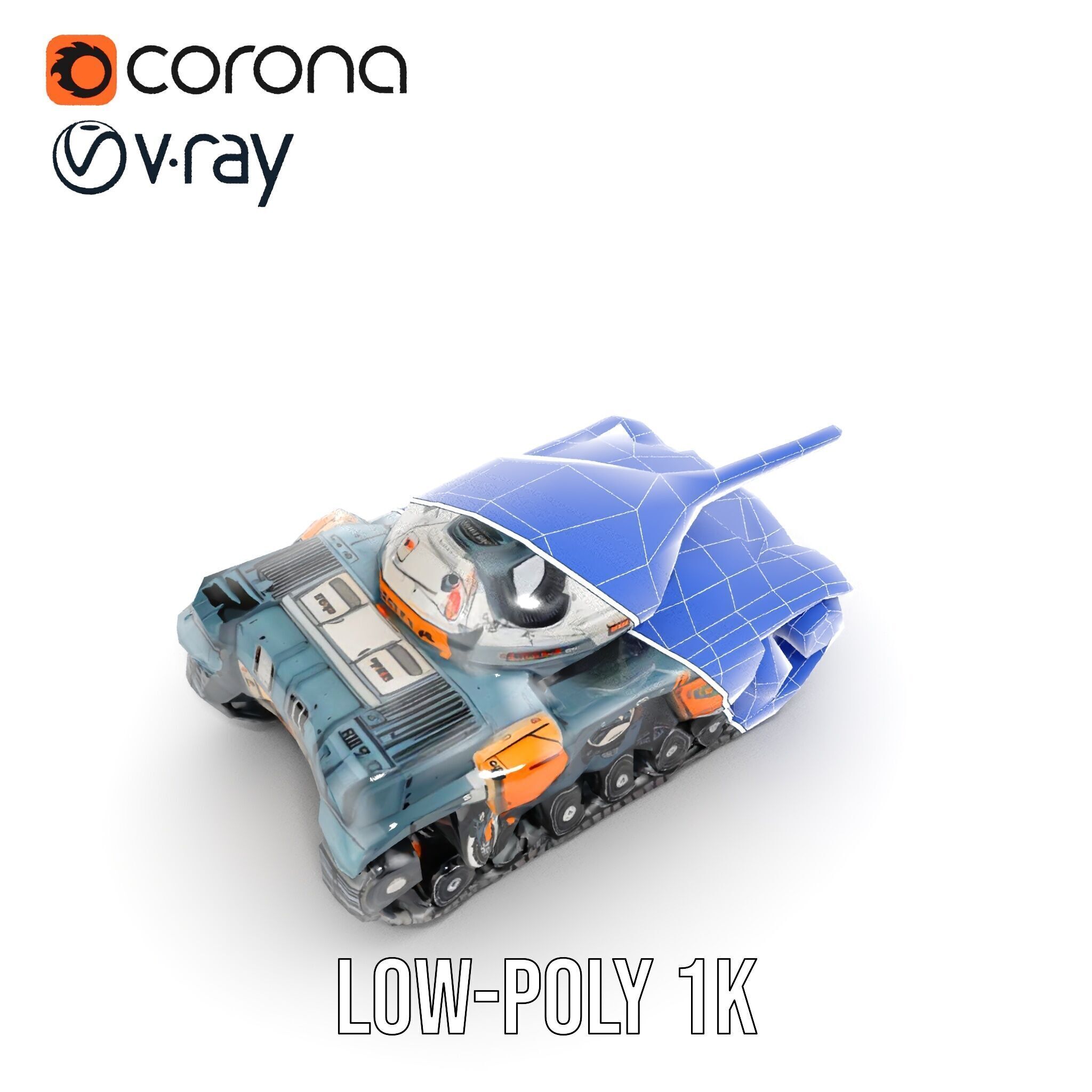 Futuristic Battle Tank model pack Low-poly 3D model_20