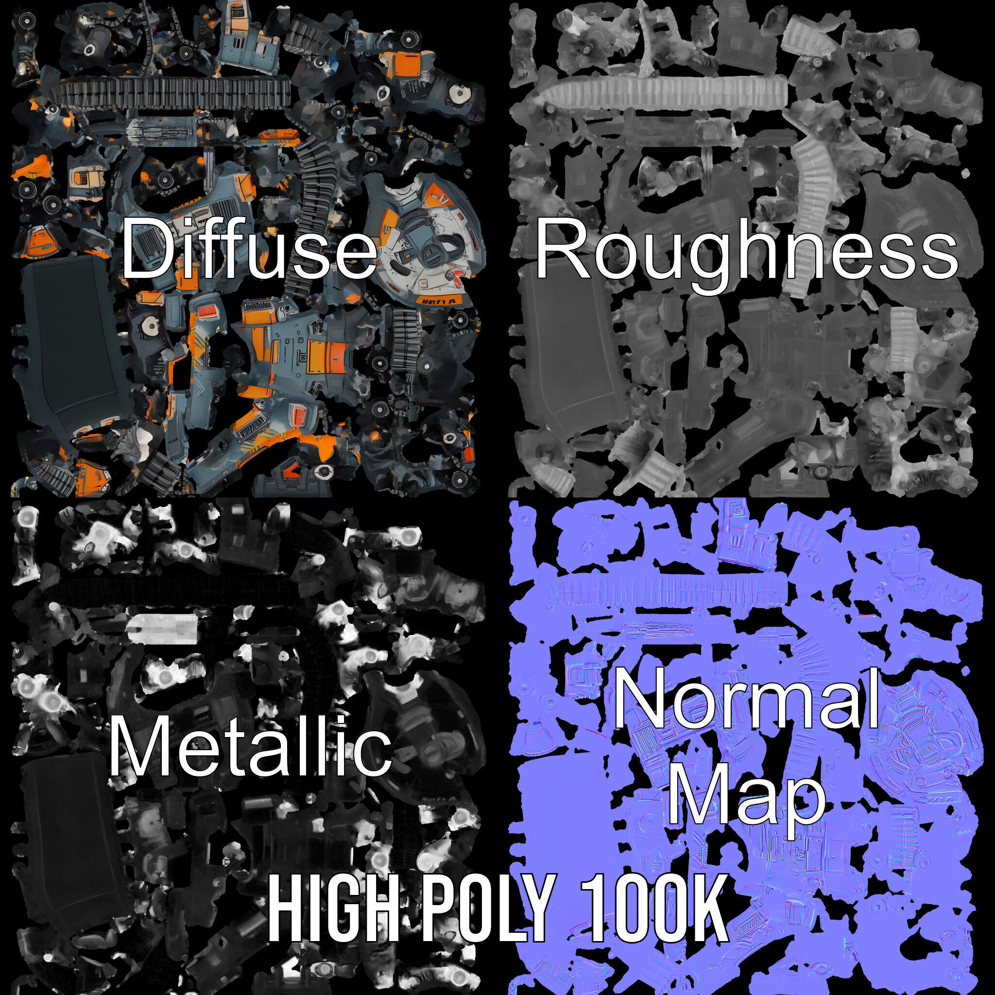 Futuristic Battle Tank model pack Low-poly 3D model_4