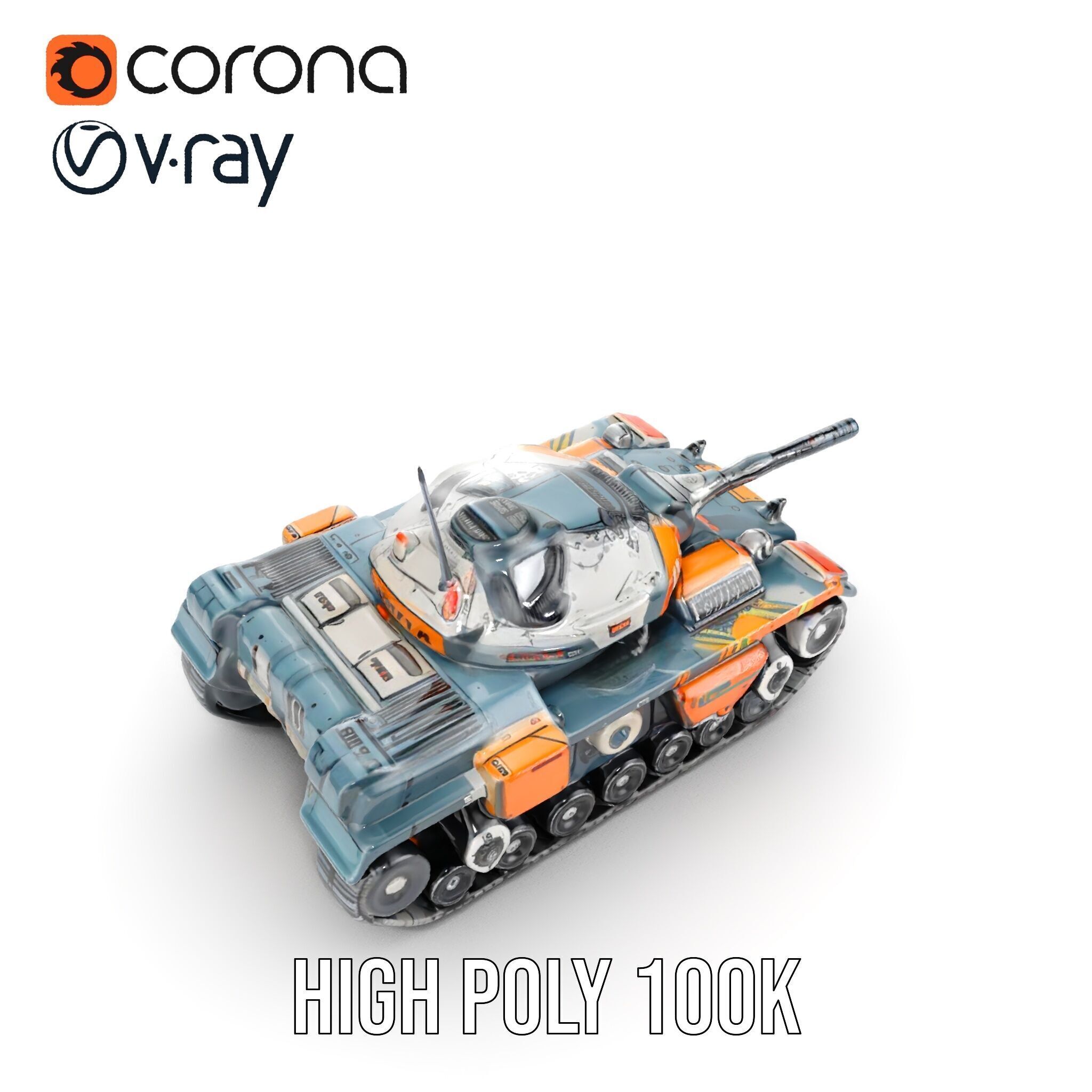 Futuristic Battle Tank model pack Low-poly 3D model_28