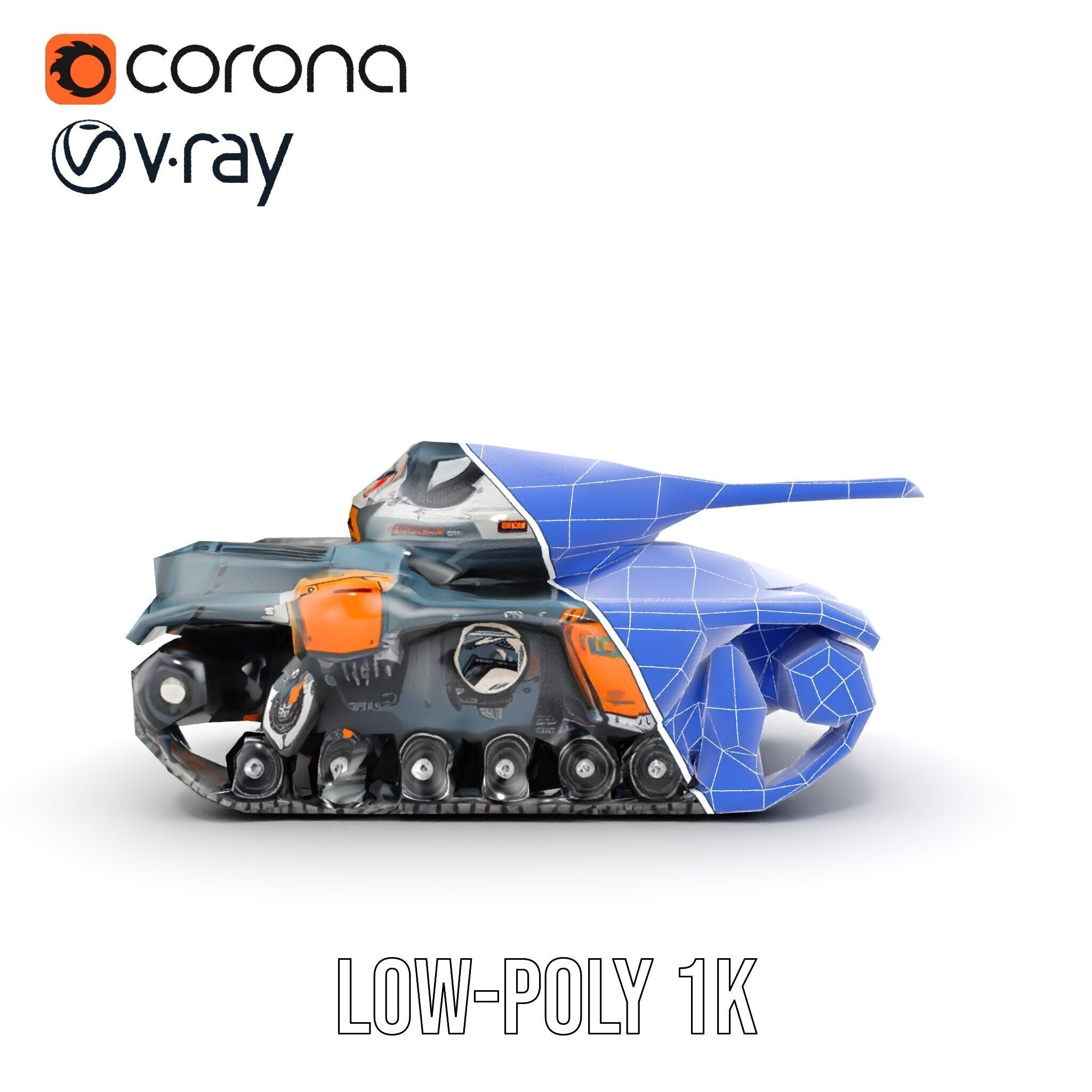 Futuristic Battle Tank model pack Low-poly 3D model_33