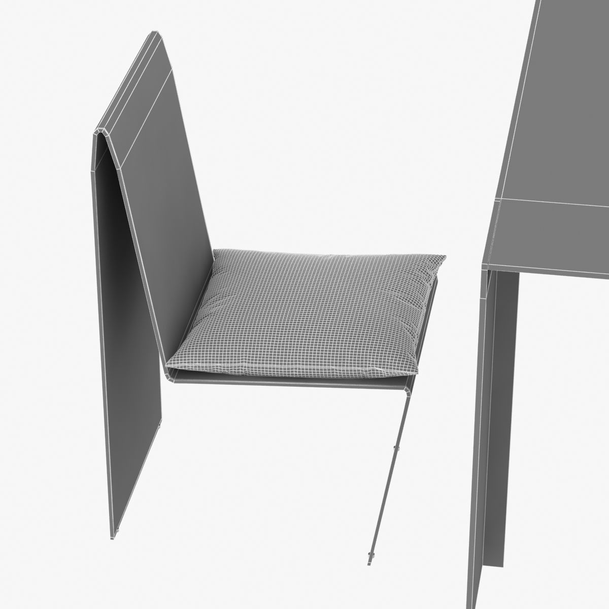 Porro Metallico table and Anodized Steel Dining Chair 3D model_7