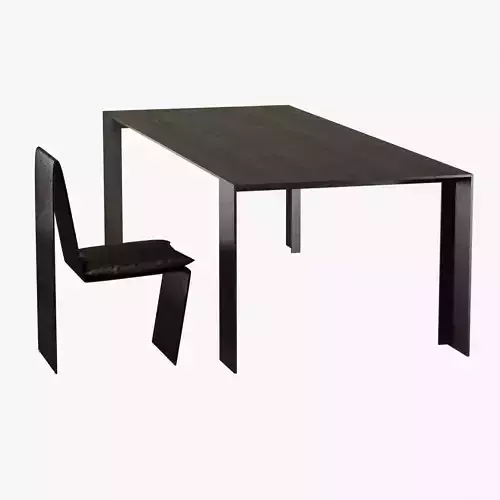 Porro Metallico table and Anodized Steel Dining Chair 3D model Porro Metallico table and Anodized Steel Dining Chair 3D model