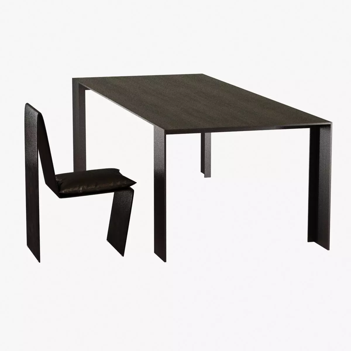 Porro Metallico table and Anodized Steel Dining Chair 3D model_0