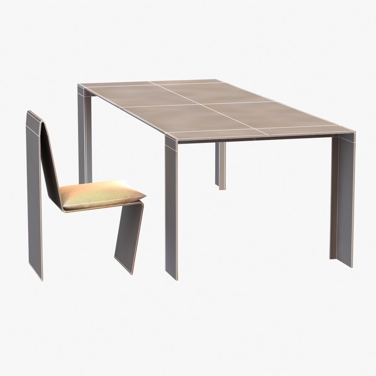 Porro Metallico table and Anodized Steel Dining Chair 3D model_9