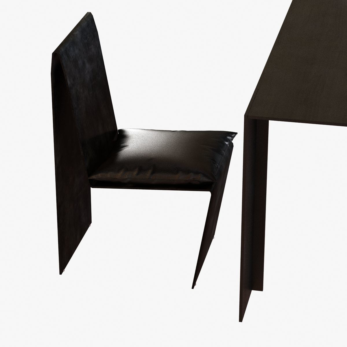 Porro Metallico table and Anodized Steel Dining Chair 3D model_2