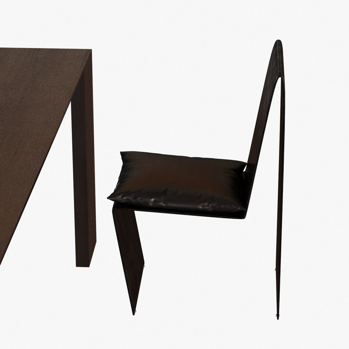 Porro Metallico table and Anodized Steel Dining Chair 3D model_3