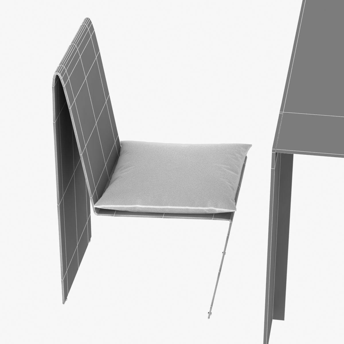 Porro Metallico table and Anodized Steel Dining Chair 3D model_8