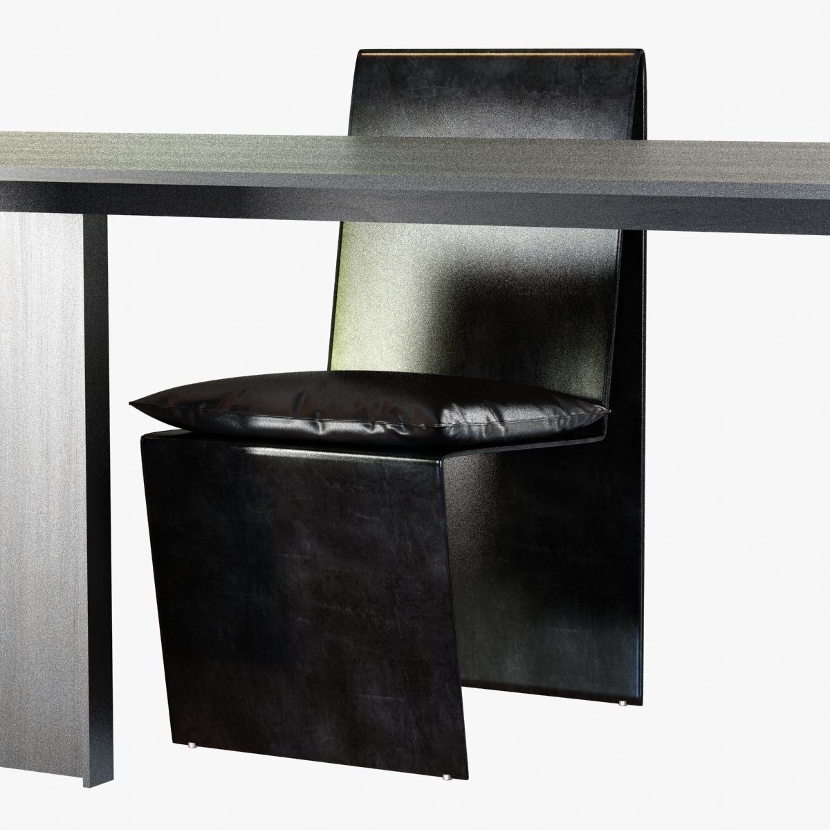 Porro Metallico table and Anodized Steel Dining Chair 3D model_4