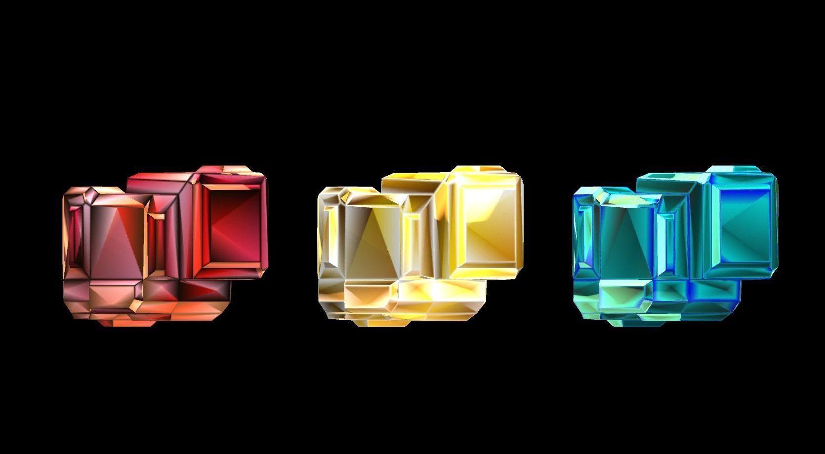 Amber gold ring Low-poly 3D model_1