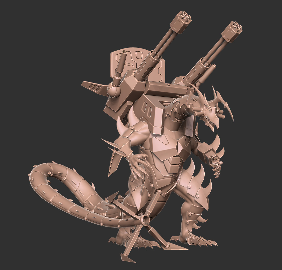 Mecha Dragon Sci-fi Armored Creature 3D Model 3D print model_9